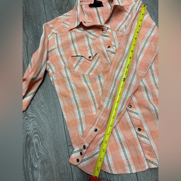 Ariat Womens  Orange Plaid Shirt - Picture 6 of 10